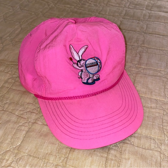 Vintage Nylon Snapback Hat Energizer Bunny 90's Neon Hot Pink Cap Hat - Picture 2 of 6